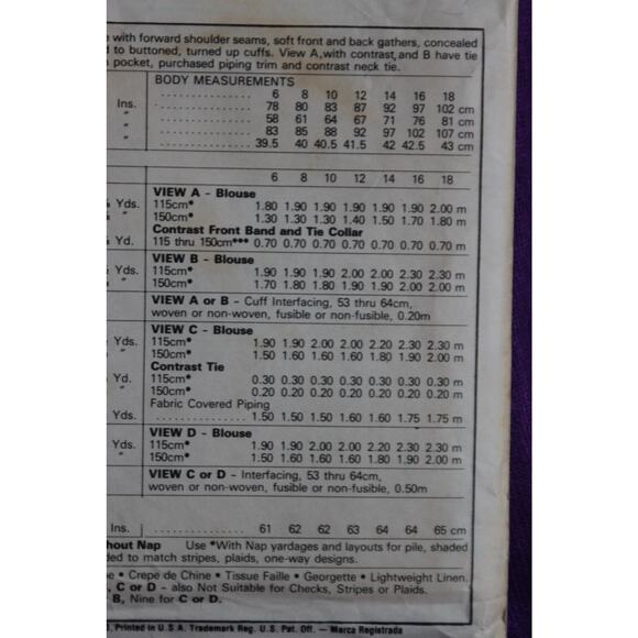 McCalls 8756 Sewing pattern blouse 1980s size 18 - Picture 6 of 6